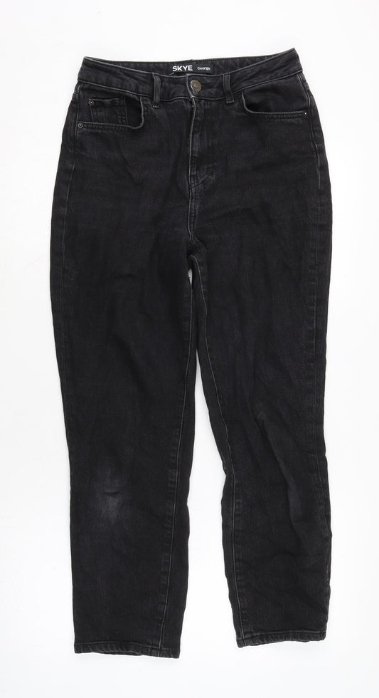 George Womens Black Cotton Blend Straight Jeans Size 10 L25.5 in Regular Tie