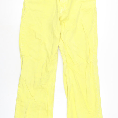 Zara Womens Yellow Cotton Tapered Jeans Size 12 L31 in Regular Zip - Raw Hem