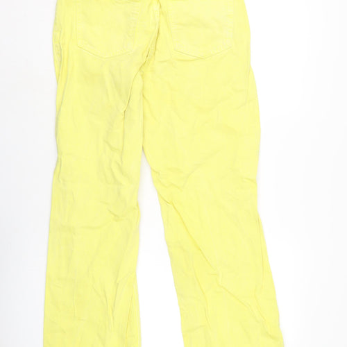 Zara Womens Yellow Cotton Tapered Jeans Size 12 L31 in Regular Zip - Raw Hem