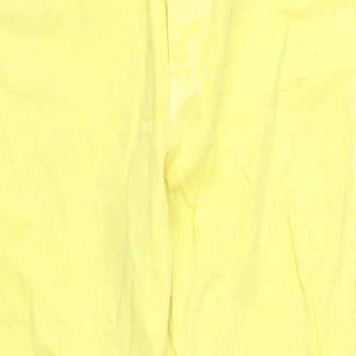 Zara Womens Yellow Cotton Tapered Jeans Size 12 L31 in Regular Zip - Raw Hem