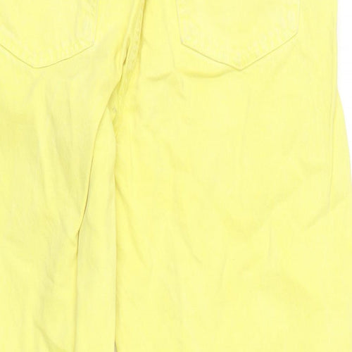 Zara Womens Yellow Cotton Tapered Jeans Size 12 L31 in Regular Zip - Raw Hem