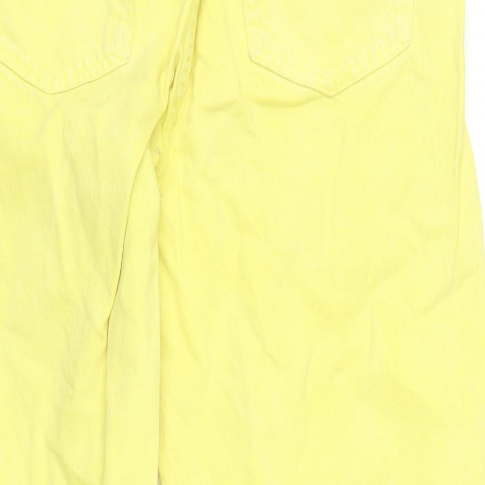 Zara Womens Yellow Cotton Tapered Jeans Size 12 L31 in Regular Zip - Raw Hem