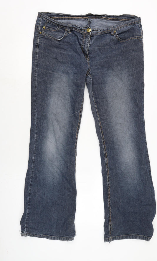 Dorothy Perkins Womens Blue Cotton Blend Bootcut Jeans Size 16 L30 in Regular Zip