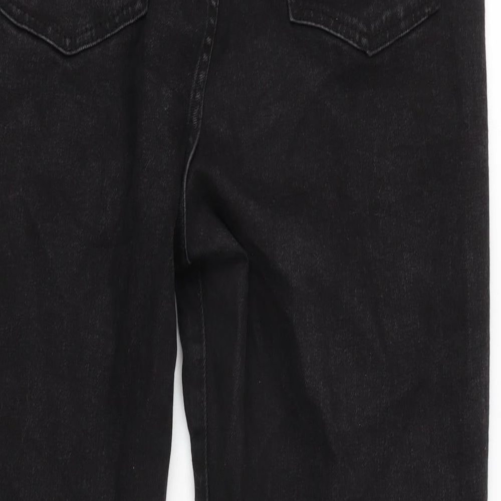 Denim & Co. Womens Grey Cotton Blend Straight Jeans Size 14 L26.5 in Regular Zip