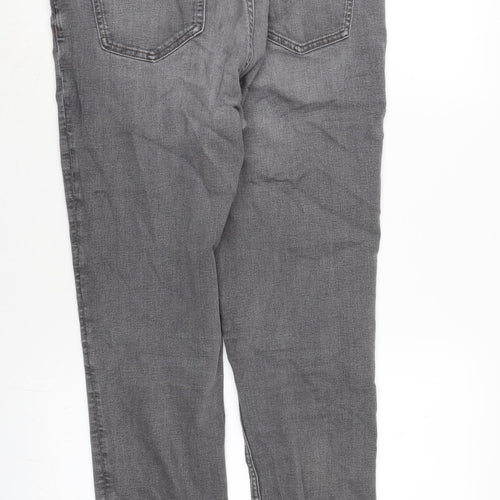 Marks and Spencer Womens Grey Cotton Blend Straight Jeans Size 14 L29.5 in Regular Zip