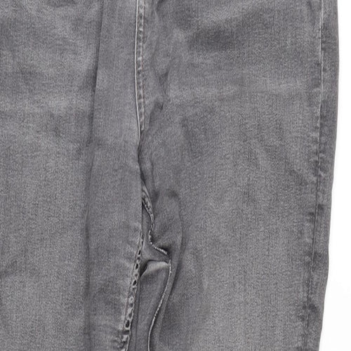 Marks and Spencer Womens Grey Cotton Blend Straight Jeans Size 14 L29.5 in Regular Zip