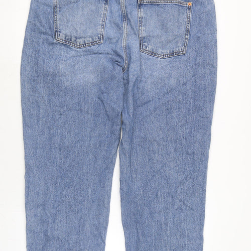 Marks and Spencer Womens Blue Cotton Blend Straight Jeans Size 20 L27 in Regular Zip