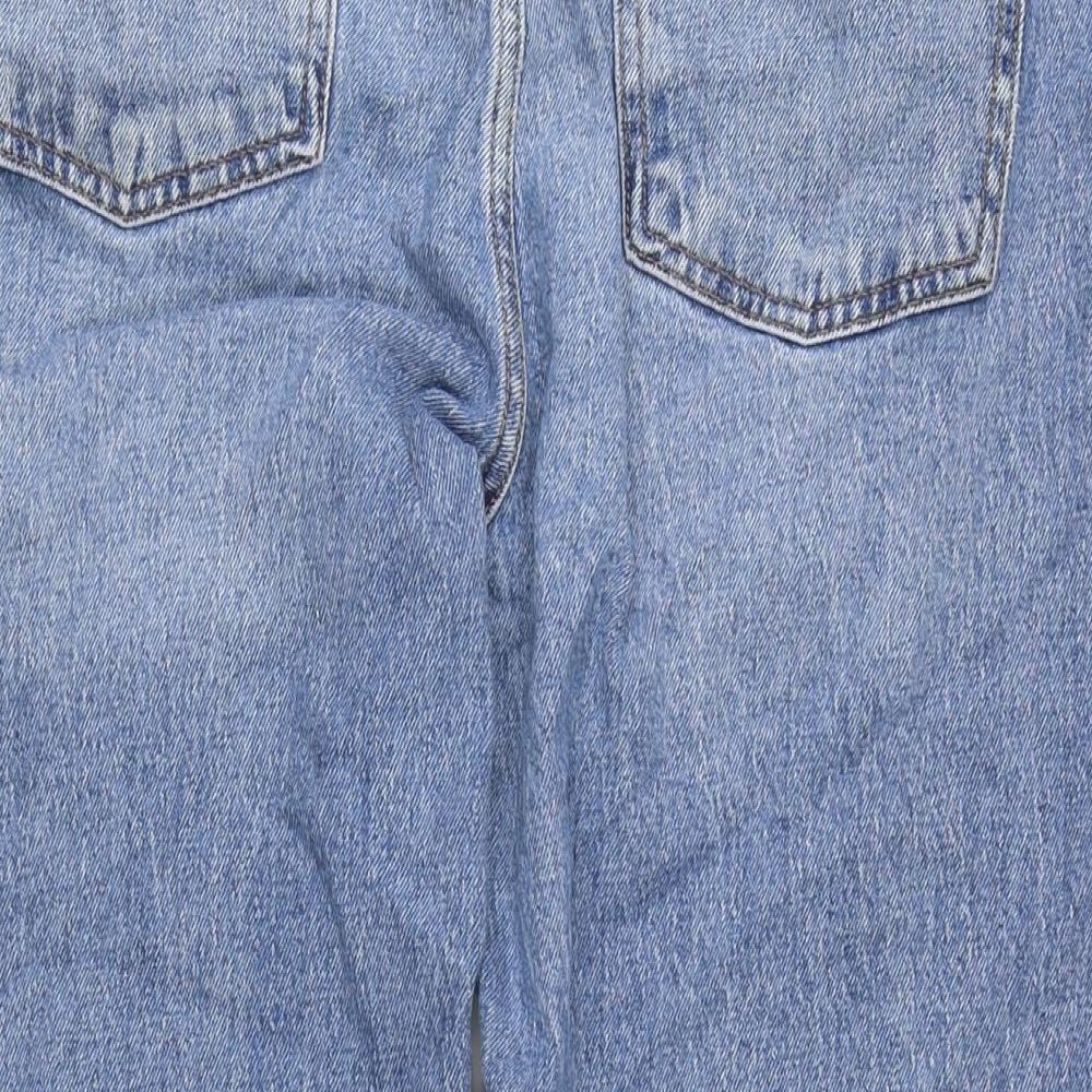 Marks and Spencer Womens Blue Cotton Blend Straight Jeans Size 20 L27 in Regular Zip