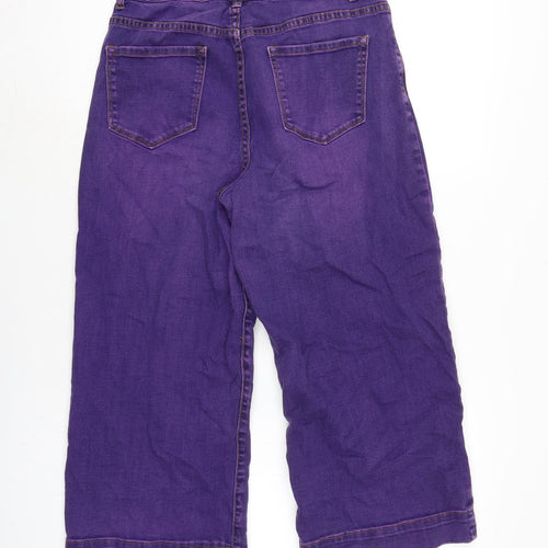 Red Herring Womens Purple Cotton Blend Wide-Leg Jeans Size 12 L21.5 in Regular Zip