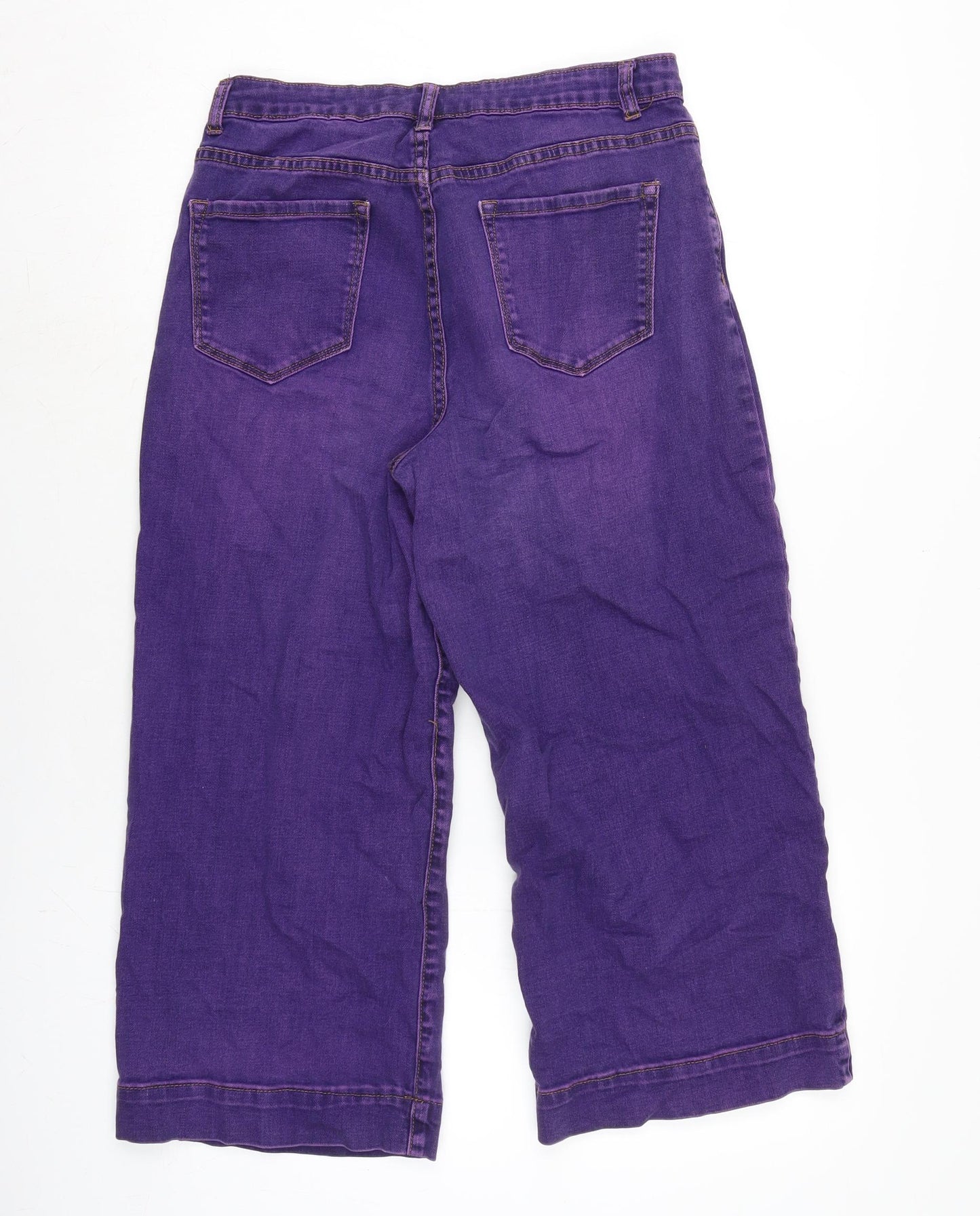 Red Herring Womens Purple Cotton Blend Wide-Leg Jeans Size 12 L21.5 in Regular Zip