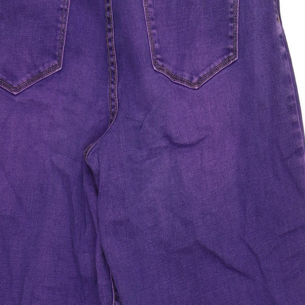 Red Herring Womens Purple Cotton Blend Wide-Leg Jeans Size 12 L21.5 in Regular Zip