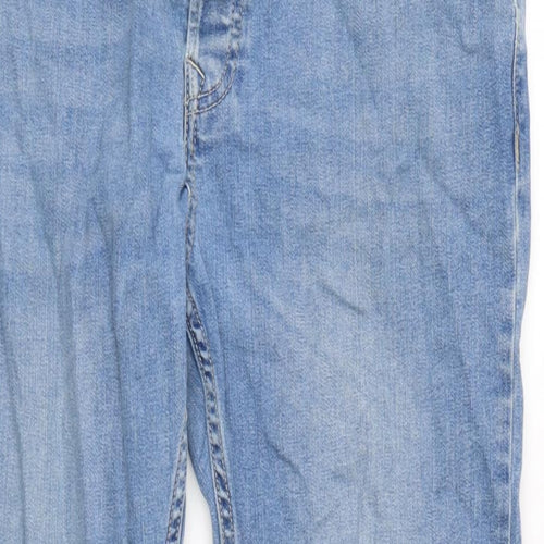 Topman Mens Blue Cotton Blend Straight Jeans Size 36 in L32 in Regular Button