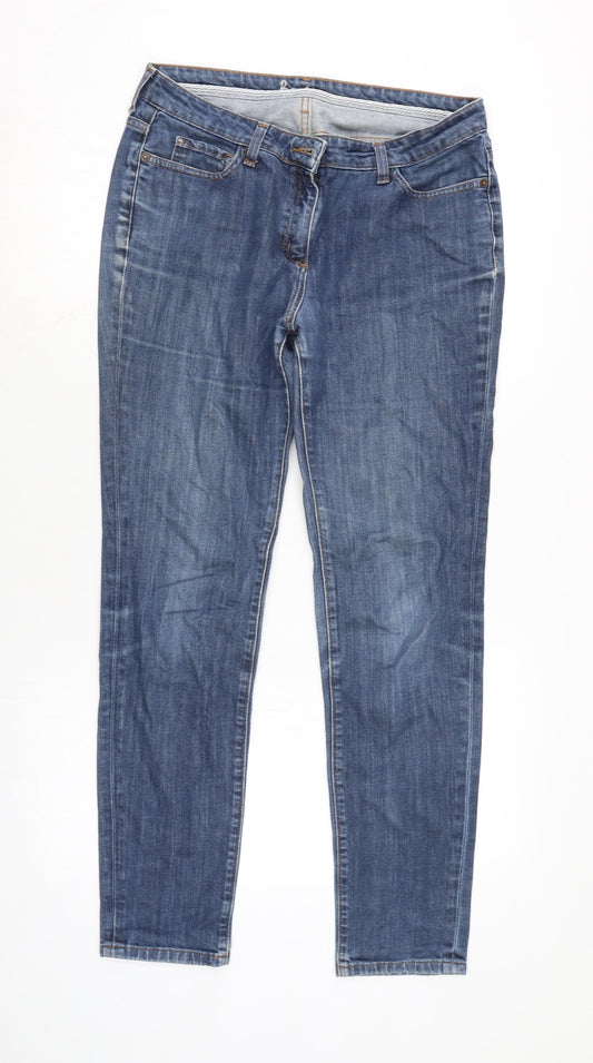 Boden Womens Blue Cotton Blend Straight Jeans Size 14 L28.5 in Regular Zip