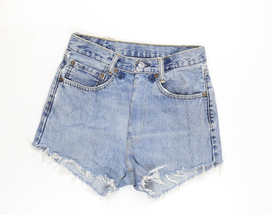 Levis Womens Blue Cotton Cut-Off Shorts Size 26 in Regular Tie