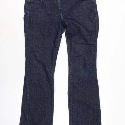 NEXT Womens Blue Cotton Blend Straight Jeans Size 12 L32 in Extra-Slim Zip