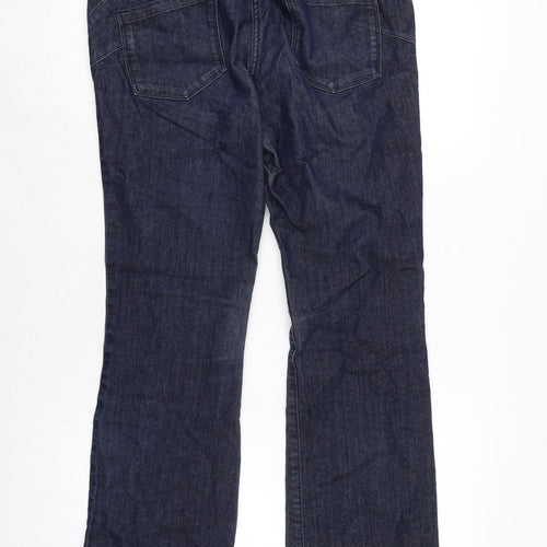 NEXT Womens Blue Cotton Blend Straight Jeans Size 12 L32 in Extra-Slim Zip