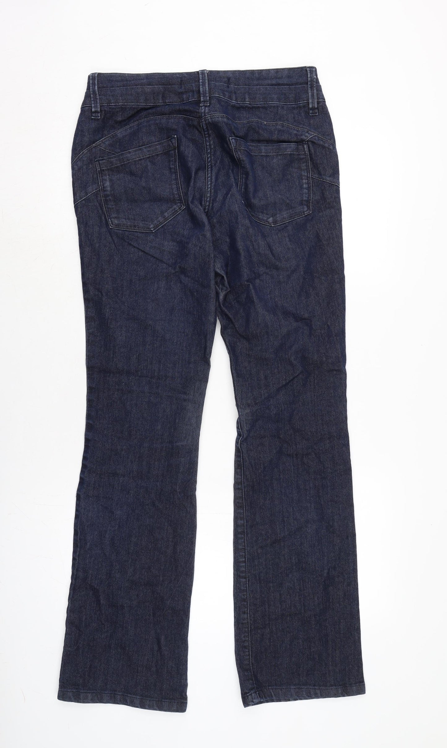 NEXT Womens Blue Cotton Blend Straight Jeans Size 12 L32 in Extra-Slim Zip