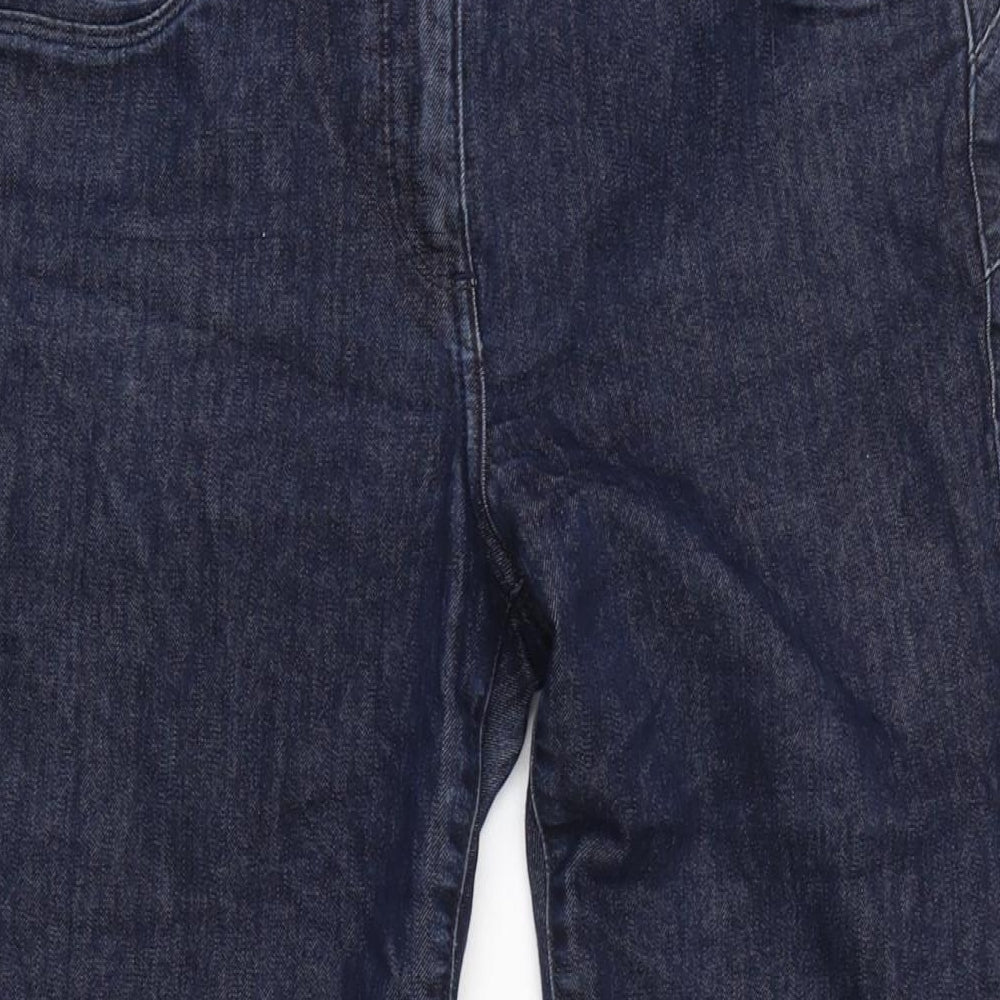 NEXT Womens Blue Cotton Blend Straight Jeans Size 12 L32 in Extra-Slim Zip