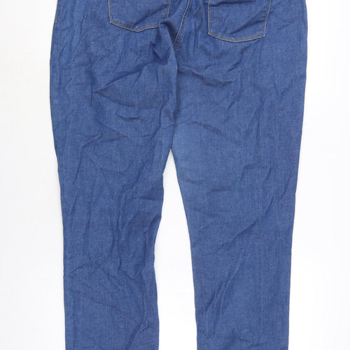 CC Womens Blue Cotton Blend Straight Jeans Size 16 L29 in Regular Zip