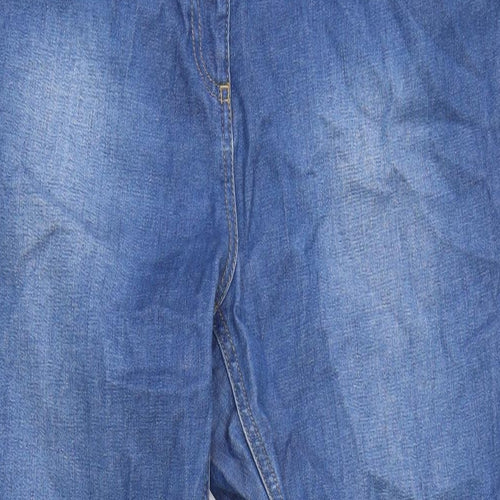 CC Womens Blue Cotton Blend Straight Jeans Size 16 L29 in Regular Zip