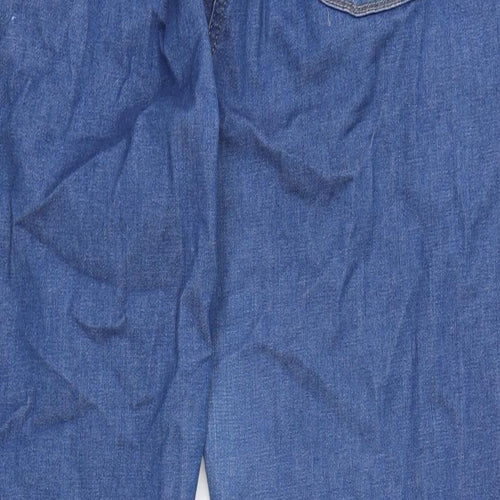 CC Womens Blue Cotton Blend Straight Jeans Size 16 L29 in Regular Zip