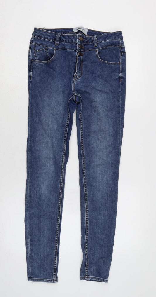 New Look Womens Blue Cotton Blend Tapered Jeans Size 10 L29 in Regular Zip