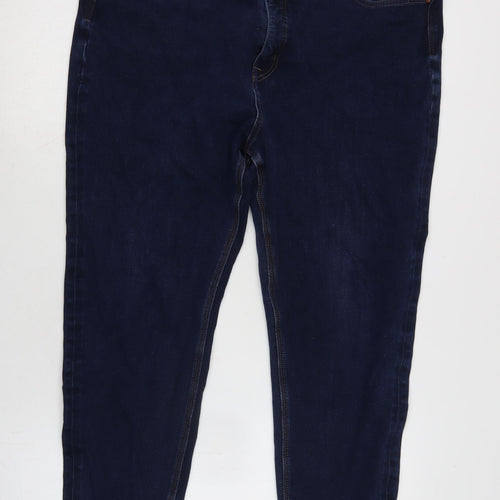 Marks and Spencer Womens Blue Herringbone Cotton Blend Skinny Jeans Size 20 L25 in Regular Zip