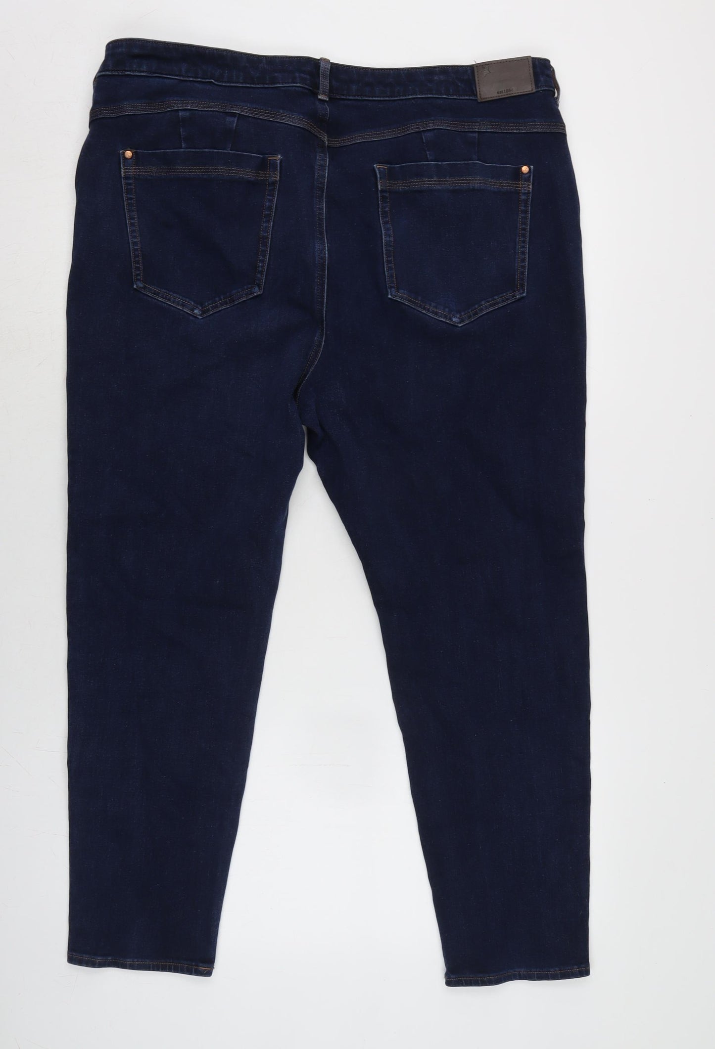 Marks and Spencer Womens Blue Herringbone Cotton Blend Skinny Jeans Size 20 L25 in Regular Zip