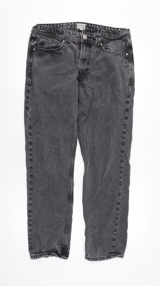 Just Organic Mens Grey Cotton Blend Straight Jeans Size 32 in L30 in Regular Zip