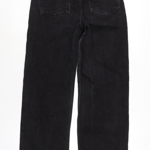 Denim & Co. Womens Black Cotton Blend Wide-Leg Jeans Size 8 L29 in Regular Zip