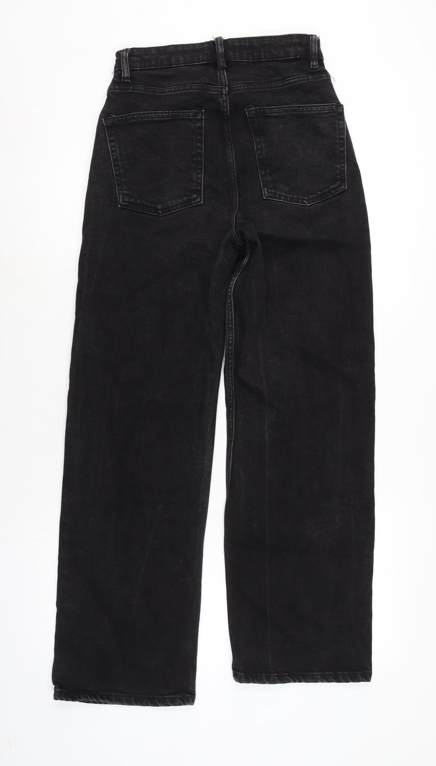 Denim & Co. Womens Black Cotton Blend Wide-Leg Jeans Size 8 L29 in Regular Zip