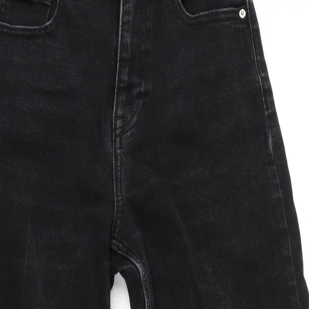 Denim & Co. Womens Black Cotton Blend Wide-Leg Jeans Size 8 L29 in Regular Zip