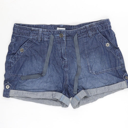 NEXT Womens Blue Cotton Boyfriend Shorts Size 12 Regular Zip