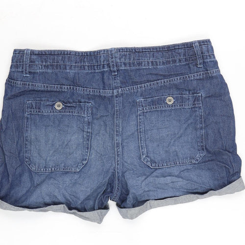 NEXT Womens Blue Cotton Boyfriend Shorts Size 12 Regular Zip