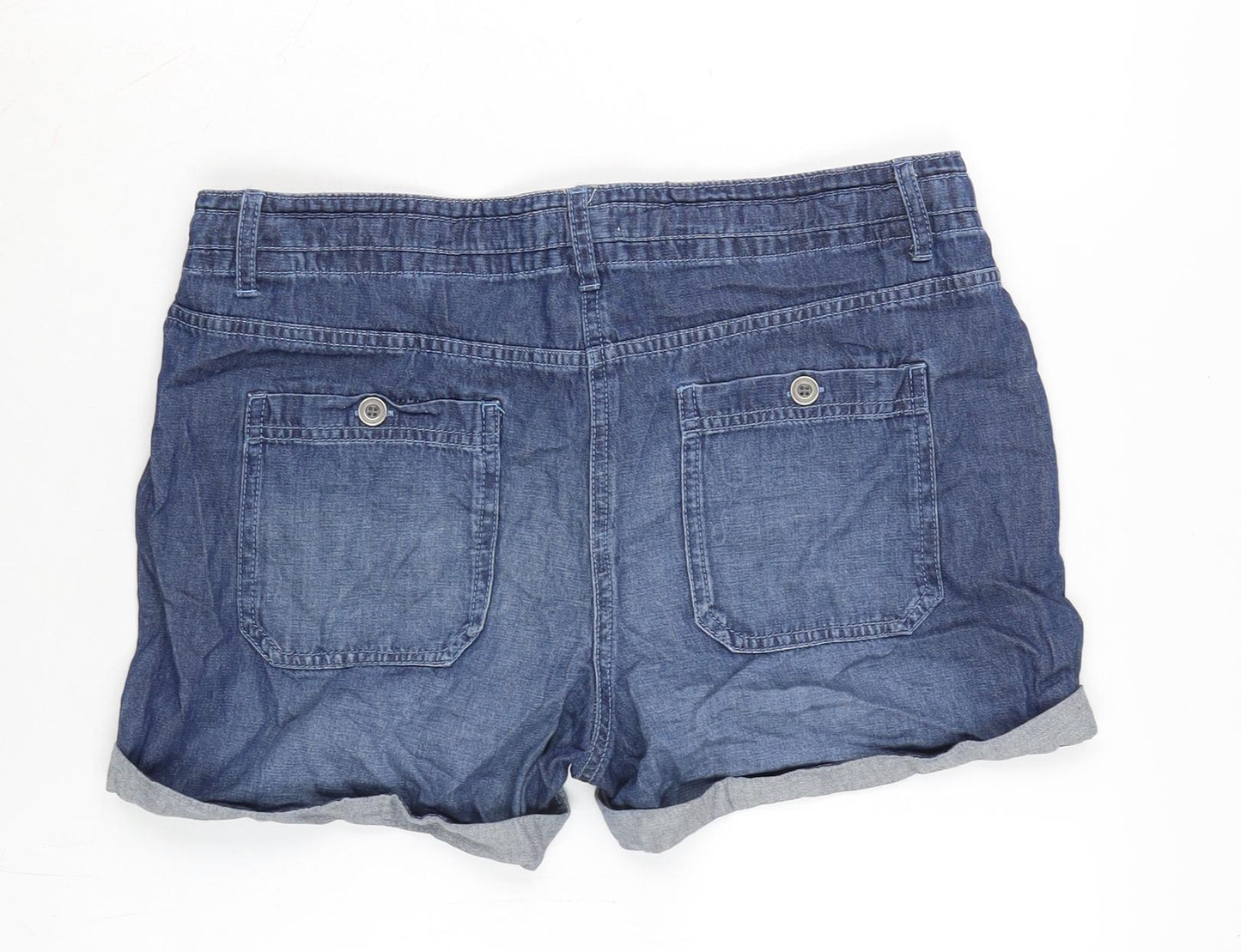 NEXT Womens Blue Cotton Boyfriend Shorts Size 12 Regular Zip