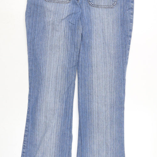 Marks and Spencer Womens Blue Cotton Blend Bootcut Jeans Size 14 L31 in Regular Zip