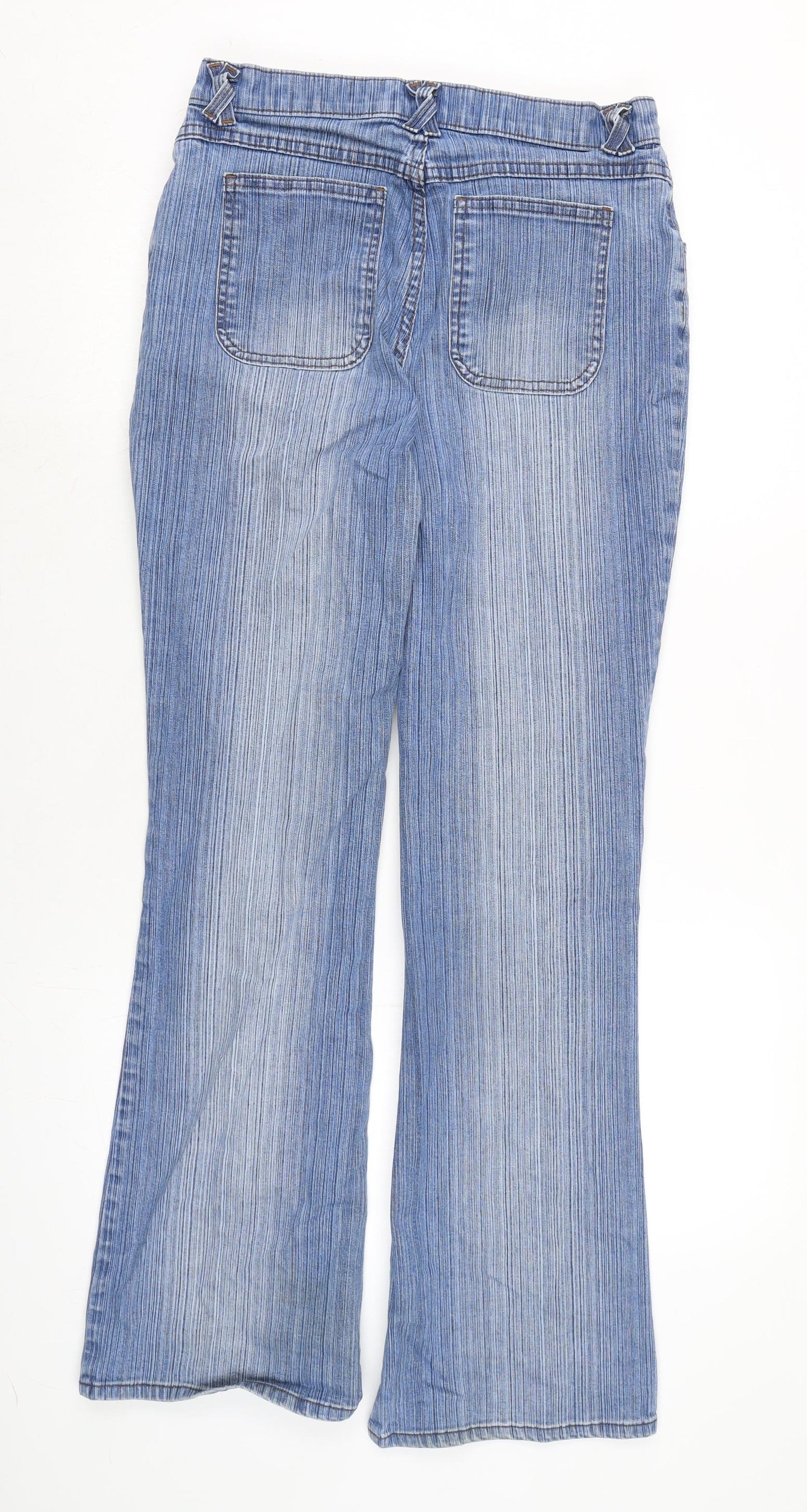 Marks and Spencer Womens Blue Cotton Blend Bootcut Jeans Size 14 L31 in Regular Zip