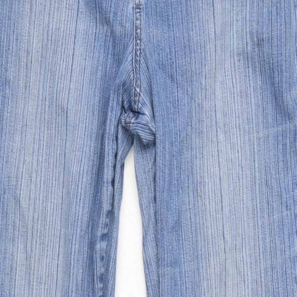 Marks and Spencer Womens Blue Cotton Blend Bootcut Jeans Size 14 L31 in Regular Zip