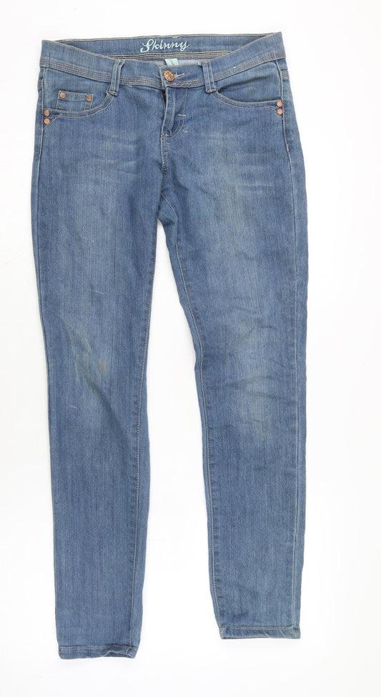 Denim & Co. Womens Blue Cotton Blend Skinny Jeans Size 10 L28.5 in Regular Zip