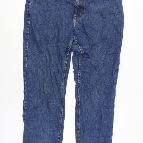 F&F Mens Blue Cotton Straight Jeans Size 36 in L27 in Extra-Slim Zip