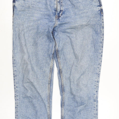 Zara Mens Blue Cotton Straight Jeans Size 30 in L27 in Regular Zip