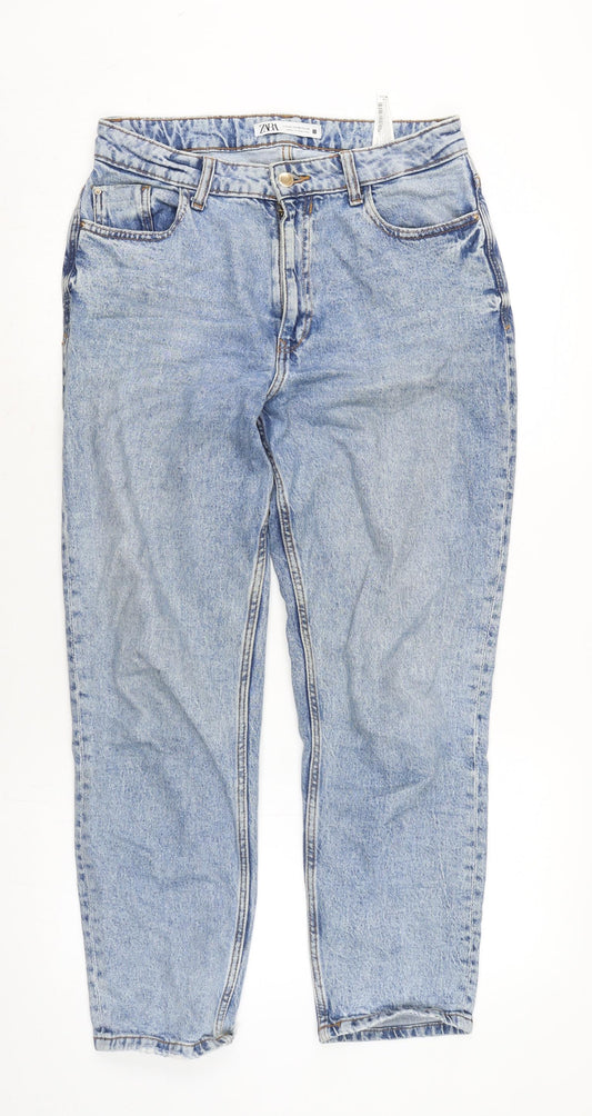 Zara Mens Blue Cotton Straight Jeans Size 30 in L27 in Regular Zip