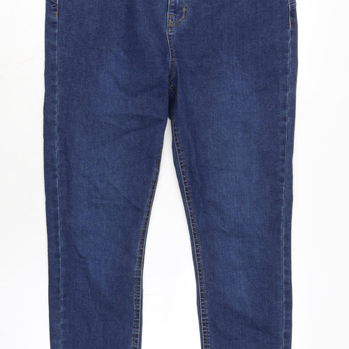 Denim & Co. Womens Blue Cotton Blend Straight Jeans Size 16 L28.5 in Regular Zip