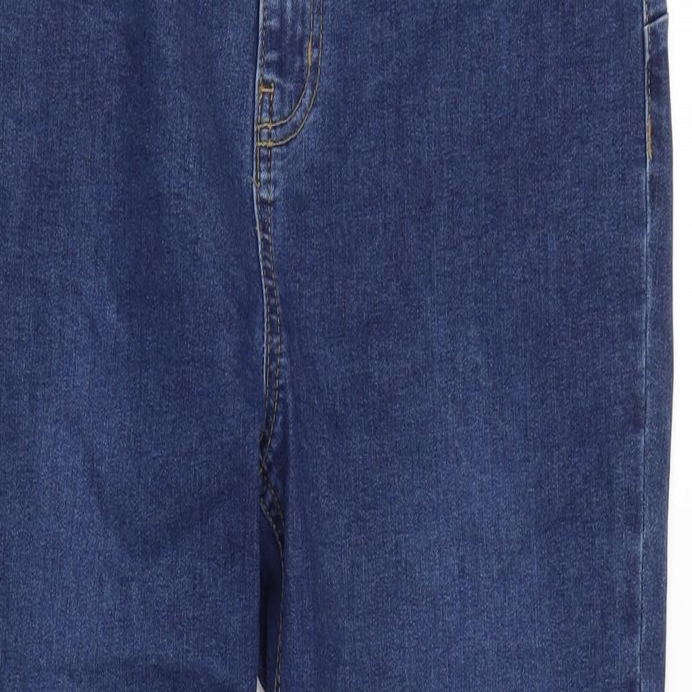 Denim & Co. Womens Blue Cotton Blend Straight Jeans Size 16 L28.5 in Regular Zip