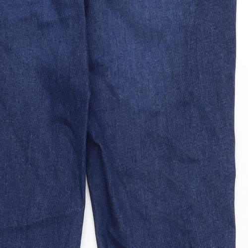 Denim & Co. Womens Blue Cotton Blend Straight Jeans Size 16 L28.5 in Regular Zip