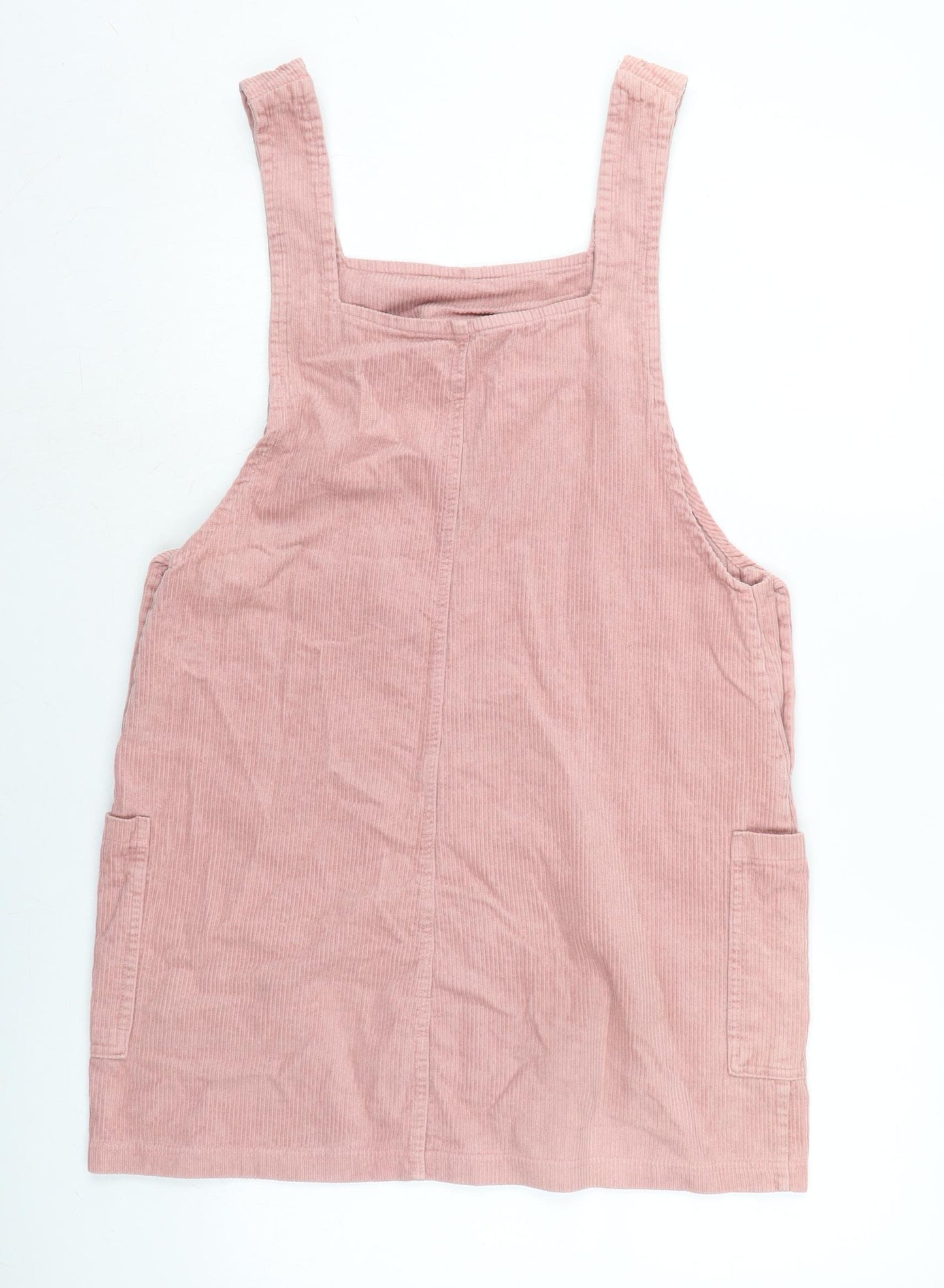 Berksha Womens Pink Cotton Pinafore/Dungaree Dress Size L Square Neck Button