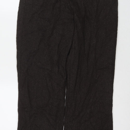 Marks and Spencer Womens Brown Wool Trousers Size 14 L30 in Regular Zip