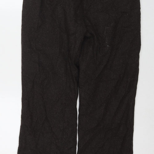 Marks and Spencer Womens Brown Wool Trousers Size 14 L30 in Regular Zip