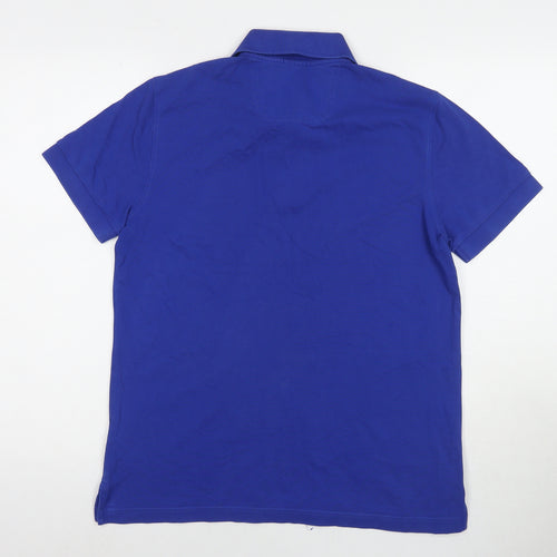 HUGO BOSS Mens Blue Cotton T-Shirt Size M Collared