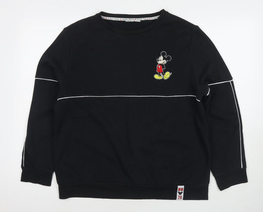 Disney Womens Black Cotton Pullover Sweatshirt Size 14 Pullover - Mickey Mouse Size 14-16